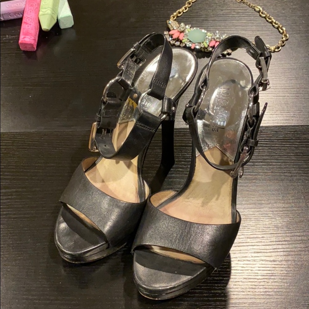 Michael Kors Double Buckle Leather Heels